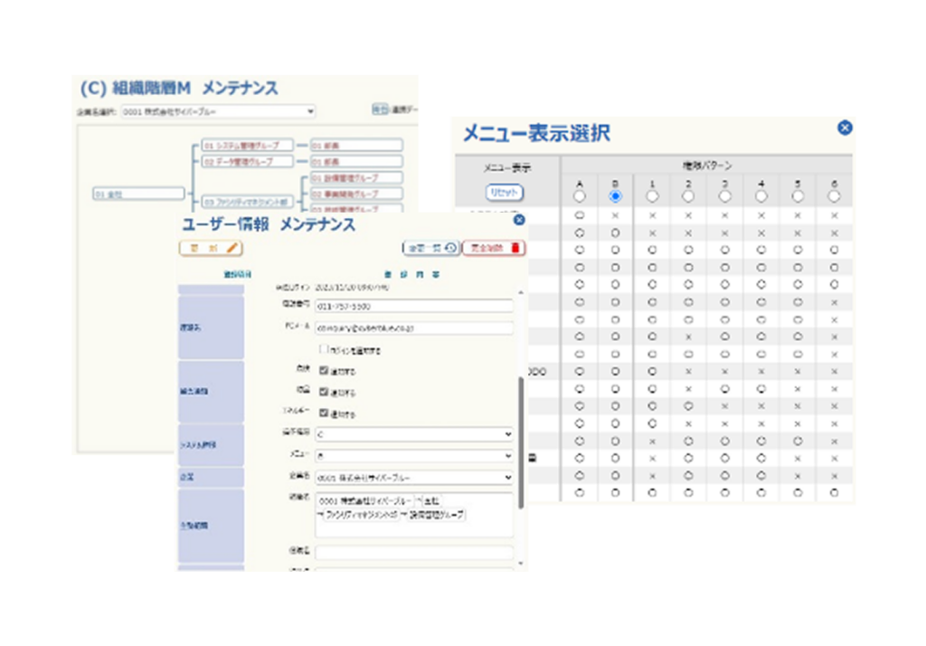 組織階層に対応したアクセス権限設定画面